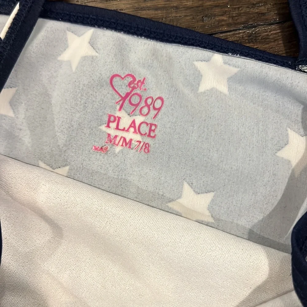 Children’s Place Girls Swimsuit American USA patriotic red white blue 7 8 - Picture 6 of 7